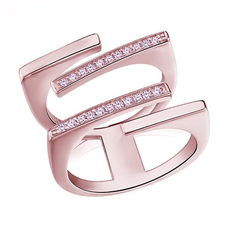 Paige Statement Ring Rose Gold Plate Cubic Zirconia Womens Ginger Lyne Collection