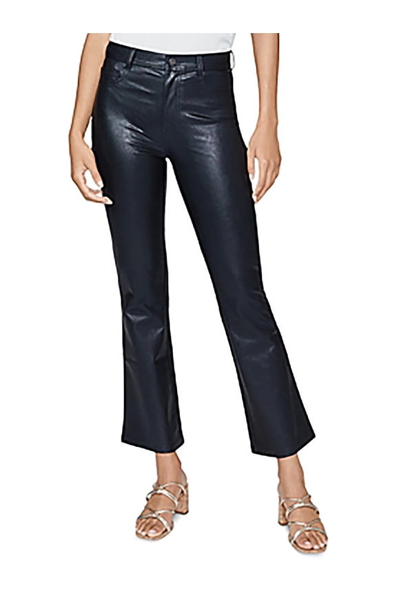 Womens Claudine Faux Leather High Rise Flare Jeans