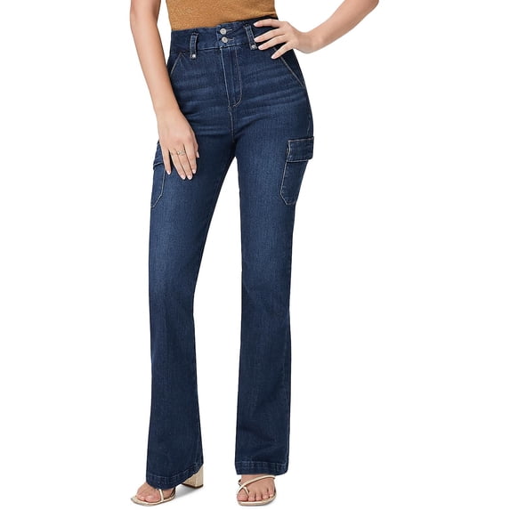 Paige Womens Cuffed Denim Cargo Jeans