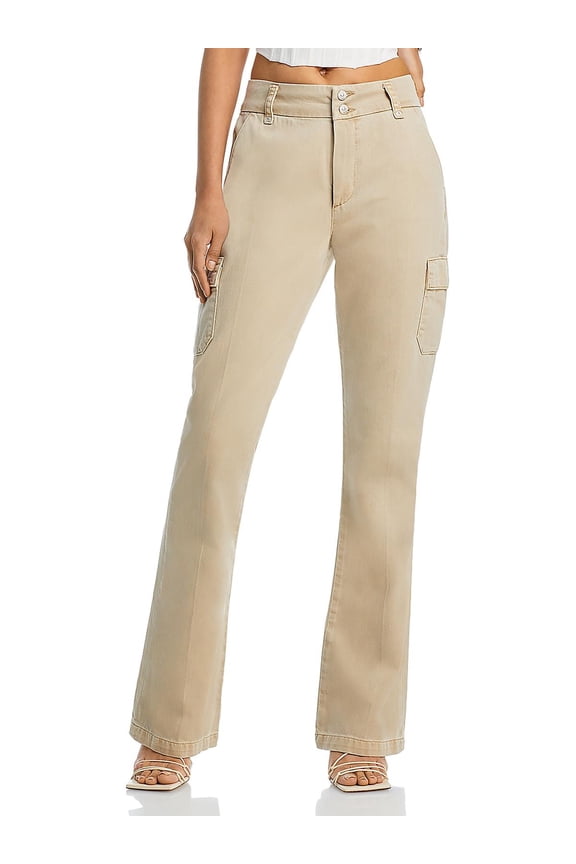 Womens High Rise Pleated Cargo Pants