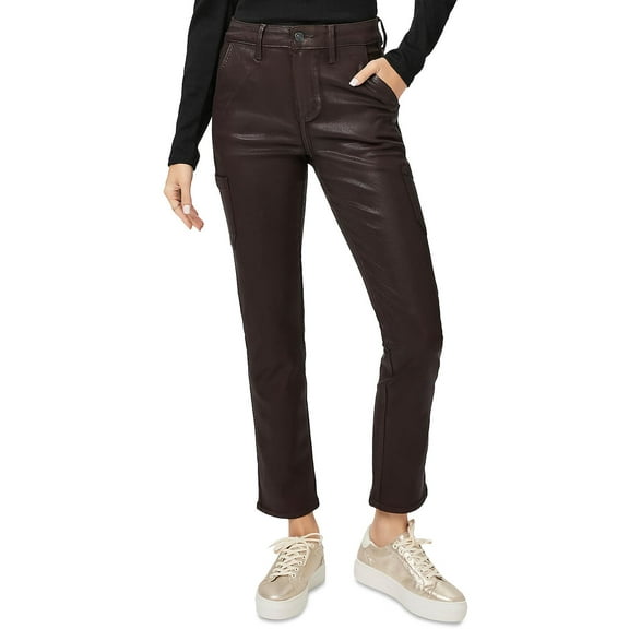 Paige Womens Jolie Coated Cargo Ankle Pants