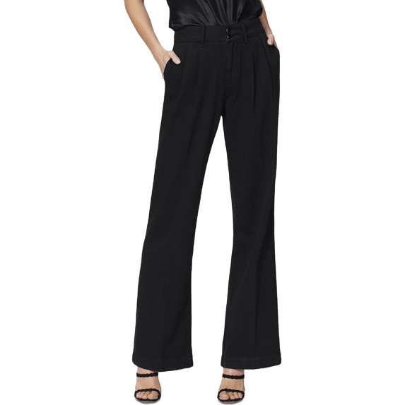 Paige Womens Pleated High Rise Wide Leg Jeans Black 26