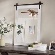 PAIHOME 22"x30" White Bathroom Mirror for Wall, Barn Door Solid Wood Frame Vanity Mirror - Farmhouse Decor