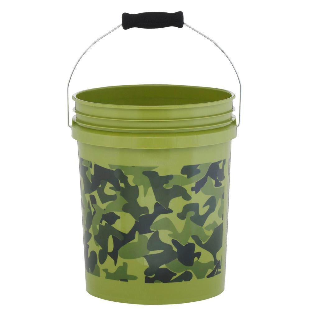5-Gallon Camouflage Polyethylene Utility Bucket with Metal Handle