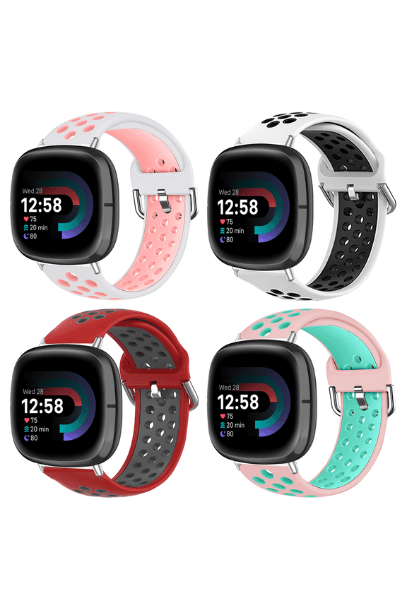 Bands Compatible with Fitbit Versa 3/Versa 4/Fitbit/Sense/Sense 2,Replacement Waterproof Sport Watch Strap Wristband for Women Men(Red/Gray+Pink/Teal+White/Pink+White/Black)