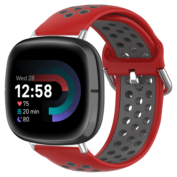 Pailebi Silicone Bands Compatible with Fitbit Versa 4/Fitbit Versa 3/Sense/Sense 2 for Women Men,Soft Straps Replacement Wristbands for Fitbit Versa 3/Sense/Sense 2(Red/Gray)