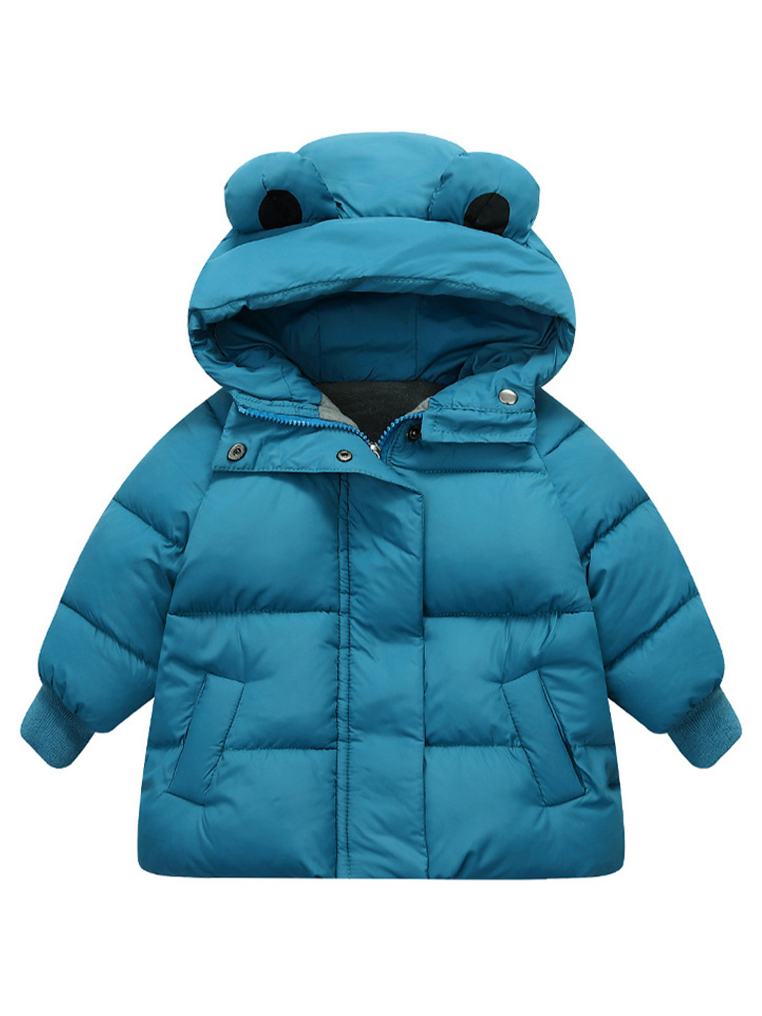 Paille Girls Hooded Neck Thick Coat Casual Winter Jackets Zipper Going Out Hoodies Down Green