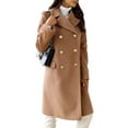 thumbnail image 1 of Paille Ladies Double Breasted Casual Wool Pea Coat Elegant Winter Trench Coats Notch Lapel Work Overcoats Cardigan Khaki L, 1 of 3
