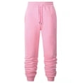 thumbnail image 1 of Paille Mens Elastic Waist Trousers Casual Loose Sport Sweatpants Beam Foot Solid Color Pants with Pockets Pink L, 1 of 2