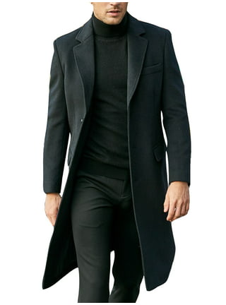 Glonme Men's Coat Pocket Harrington Jacket Long Sleeve Outwear Outdoor  Business Jackets Formal Full Zip Overcoats Blue 2XL 
