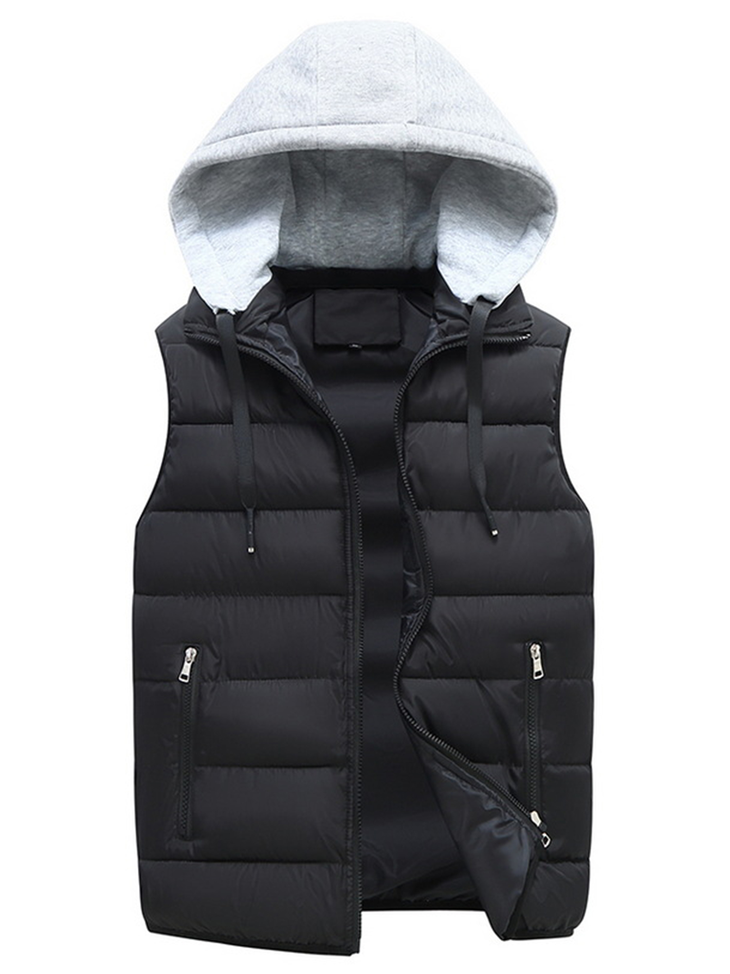 Paille Mens Waistcoat With Removable Hood Puffer Vest Stand Collar