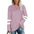 thumbnail image 1 of Paille Women Long Sleeve Comfy Pullover Casual Work Tee Crew Neck Fall Tops T-shirt Pale Pink 2XL, 1 of 2