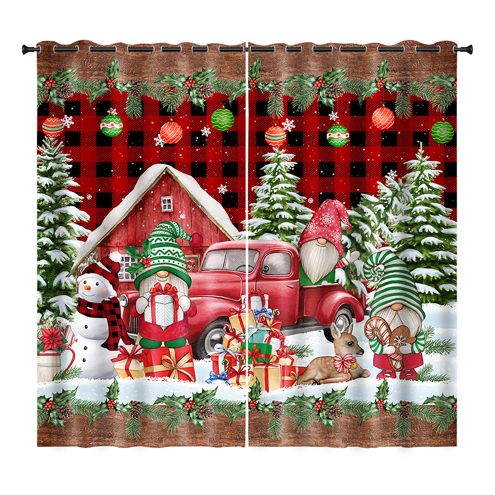 Paille Xmas Drapes 2Pcs Window Curtain Grommet Long Christmas Curtains