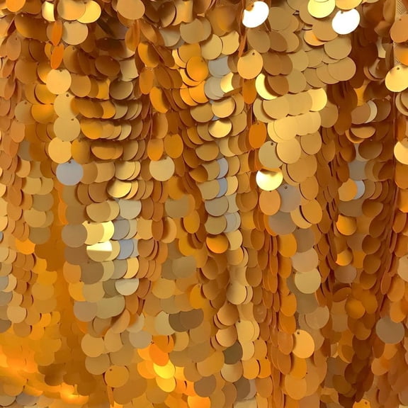 Paillette Circle Sequins Fabric on Stretch Mesh 52" Wide By The Yard (Gold)