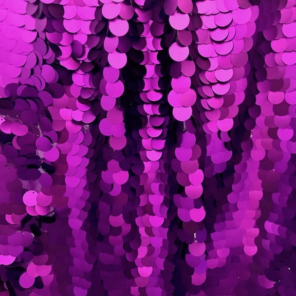 Paillette Circle Sequins Fabric on Stretch Mesh 52" Wide By The Yard (Purple)