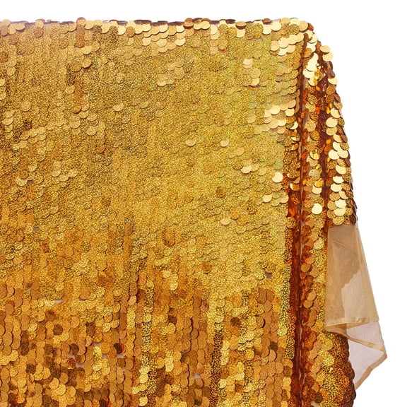 Paillette Sequins On Mesh Fabric 3/4 Inch Circles On Stretch Knit Polyester Net By The Yard - Holographic Copper (10 Yards)