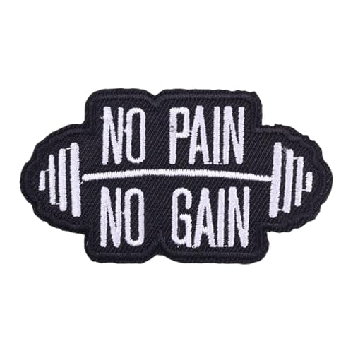No Pain No Gain Fitness Workout Patch Gym Motivational Quote, Iron On Sew On Patches Applique Badge Embroideredfor Jackets, Bags, Clothing, Jeans, Diy Crafts, Hats, Backpacks