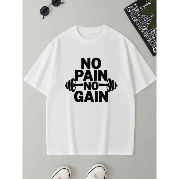 No Pain Gain funny humor men's 180G 100% Cotton white Classic Unisex Shirt Graphic Tee tshirts Vintage Unisex Shirt Graphic Tee tshirts Trendy Unisex Shirt Cotton tshirts wife vintage