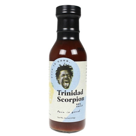 Pain is Good - Trinidad Scorpion BBQ Sauce - 15.5oz Bottle - Made in USA - - Family Friendly - Handcrafted in Small Batches with All Natural Ingredients - Pack of 1