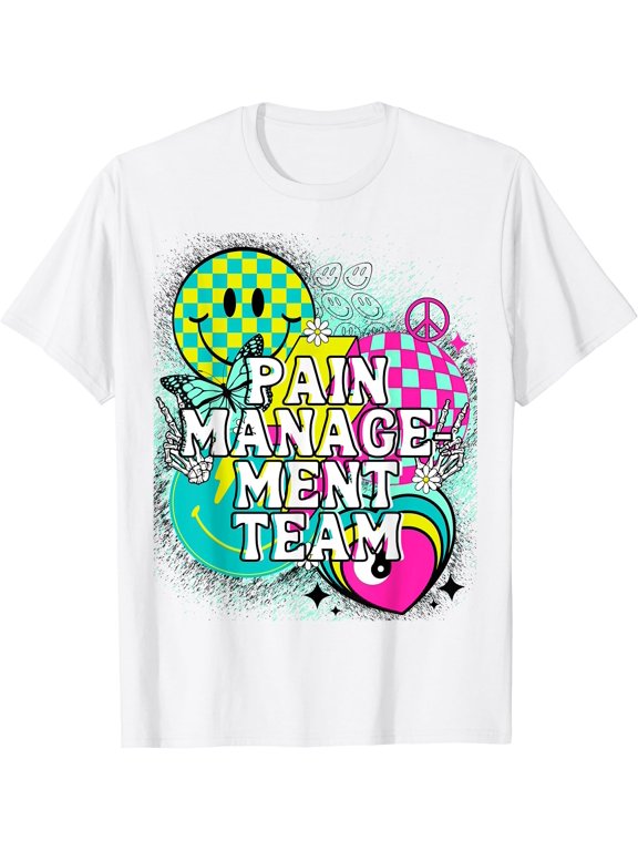 Pain Management Team Nurse Happy Y2K Matching 90S Peace T-Shirt, Vintage T-Shirt