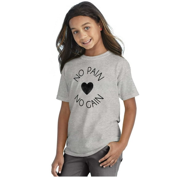 Pain No Gain Motivational Workout Girls Kids T Shirt Tees Teen Brisco Brands X