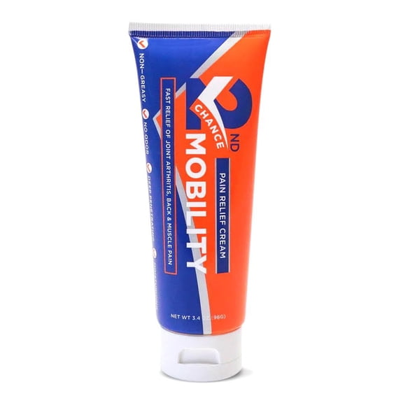 2nd Chance Mobility Pain Relief Cream, No Odor, Non-Greasy, Deep Penetrating, Moisturizing Topical Cream for Joint, Back, Muscle Ache Pain 3.4oz