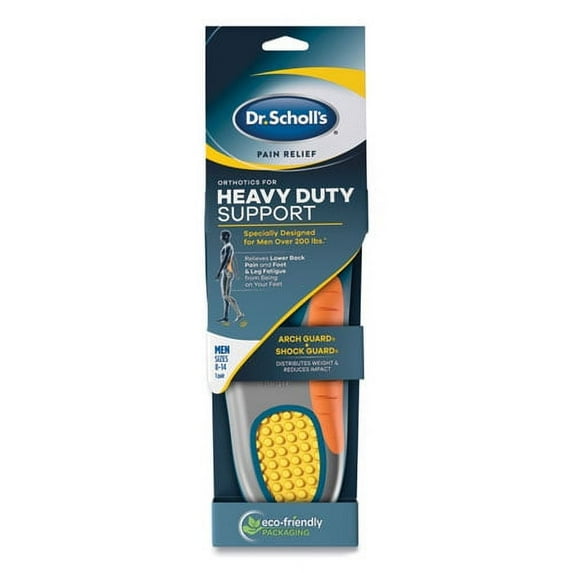 Pain Relief Orthotic Heavy Duty Support Insoles, Men Sizes 8 To 14, Gray/blue/orange/yellow, Pair | Bundle of 2 Pairs