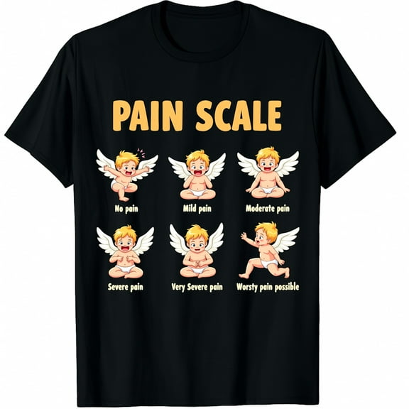 Pain Scale Cupid Pain Assessment Trauma Nurse Valentine Day Graphic Black T-Shirt for Men and Women