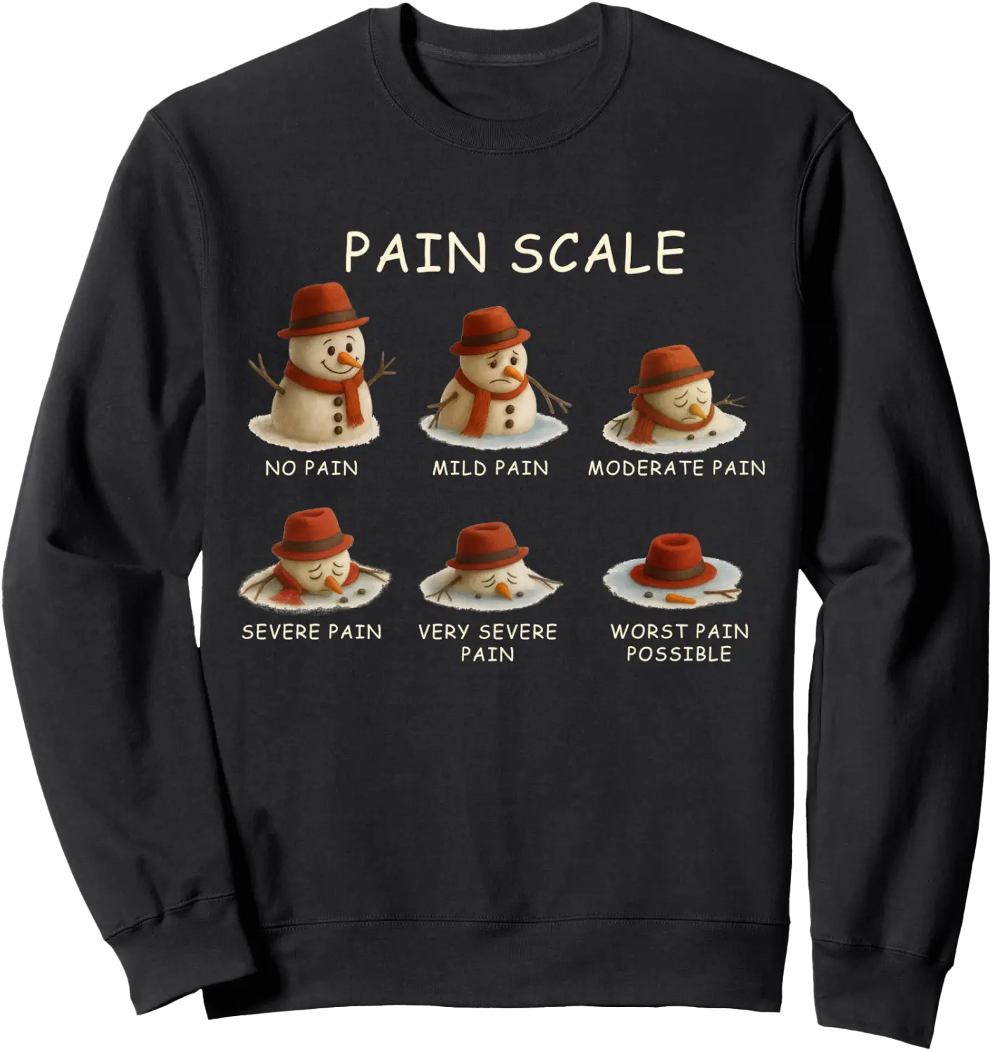 Pain Scale Snowman Melting Christmas Nurse Healthcare Worker Sweatshirt ...