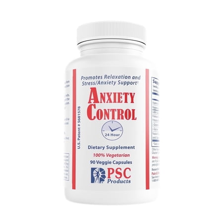 Anxiety Control 24® Stress Relief Supplement with GABA, Magnesium & Passion Flower for Calm Mood & Relaxation, 90 Capsules