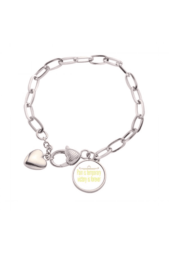 Pain Temporary Victory Forever Heart Chain Bracelet Jewelry Charm Fashion
