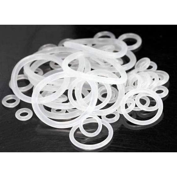 Painful Pleasures Spare Clear Silicone O-Rings - Bag of 100-10mm ~ 00g ...