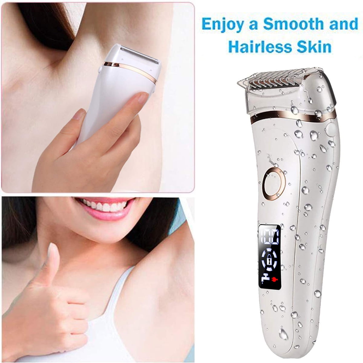 Painless Lady Razor, Women Electric Shaver Waterproof Wet & Dry, Low