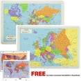 thumbnail image 1 of Painless Learning Educational Placemats For Kids Laminated World and Europe Map Set Free Two Sided UNITED STATES/WORLD Maps 3-Ring Binder Washable, 1 of 4