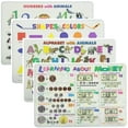 thumbnail image 1 of Painless Learning Educational Placemats Sets Learning About Money, Shapes and Colors, Alphabet with Animals and Numbers with Animals Placemat Non Slip Washable, 1 of 4
