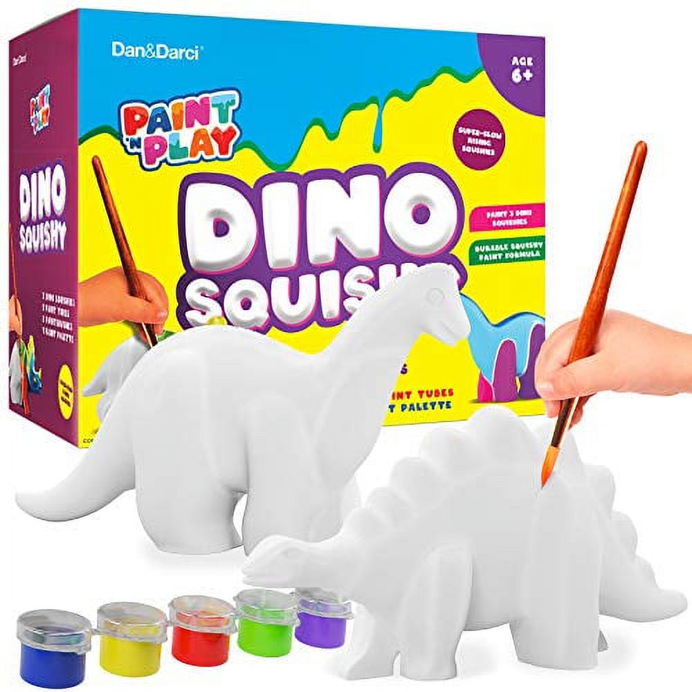 Paint 3 Large Dino Squishies - Paint a Squishy Kit - Make Your Own Squishies with Puffy Paint - Arts and Crafts Gifts for Kids, Boys & Girls - DIY Squishy Makeovers Painting Kit, Dinosaur Toys - image 1 of 8