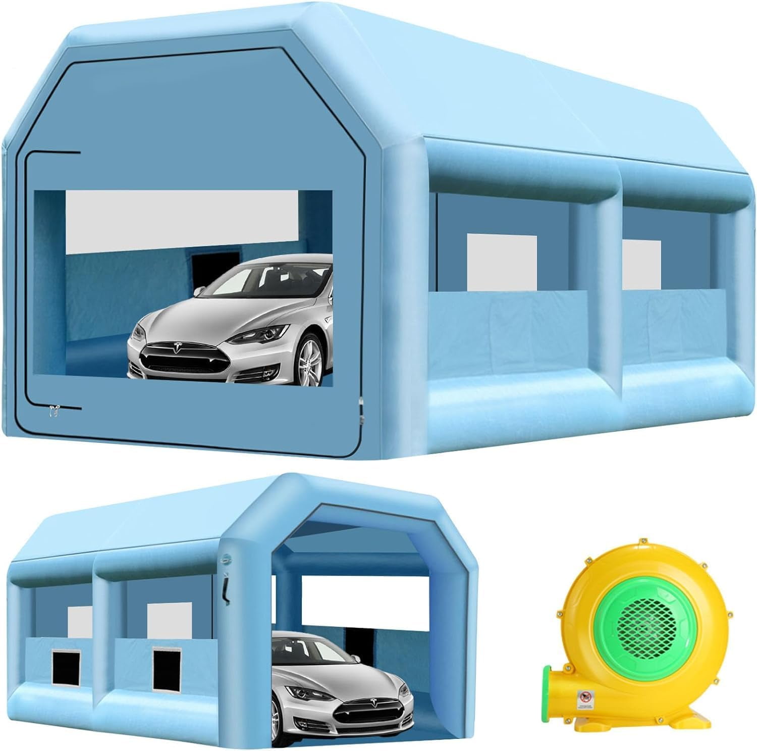 LVAOSTT 20x13x9FT Inflatable Paint Booth Portable Spray Booth Tent with Blower Air Filter System for DIY Spray Car Truck Motorcycle Garage Furniture Part Painting