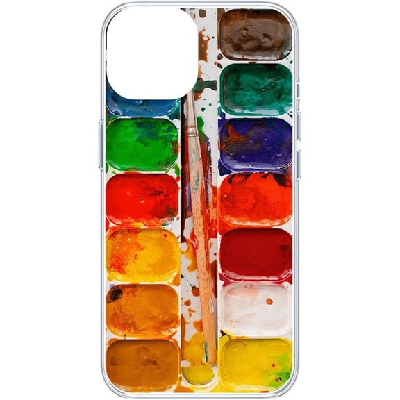 Paint Box Phone Case, Colorful Watercolor Palette Design, Slim TPU Protective Cover for iPhone 16/15/14/13/12/11 Series, Watercolor Paint Box Artistic Retro Painter-Style Case (for iPhone 12mini)