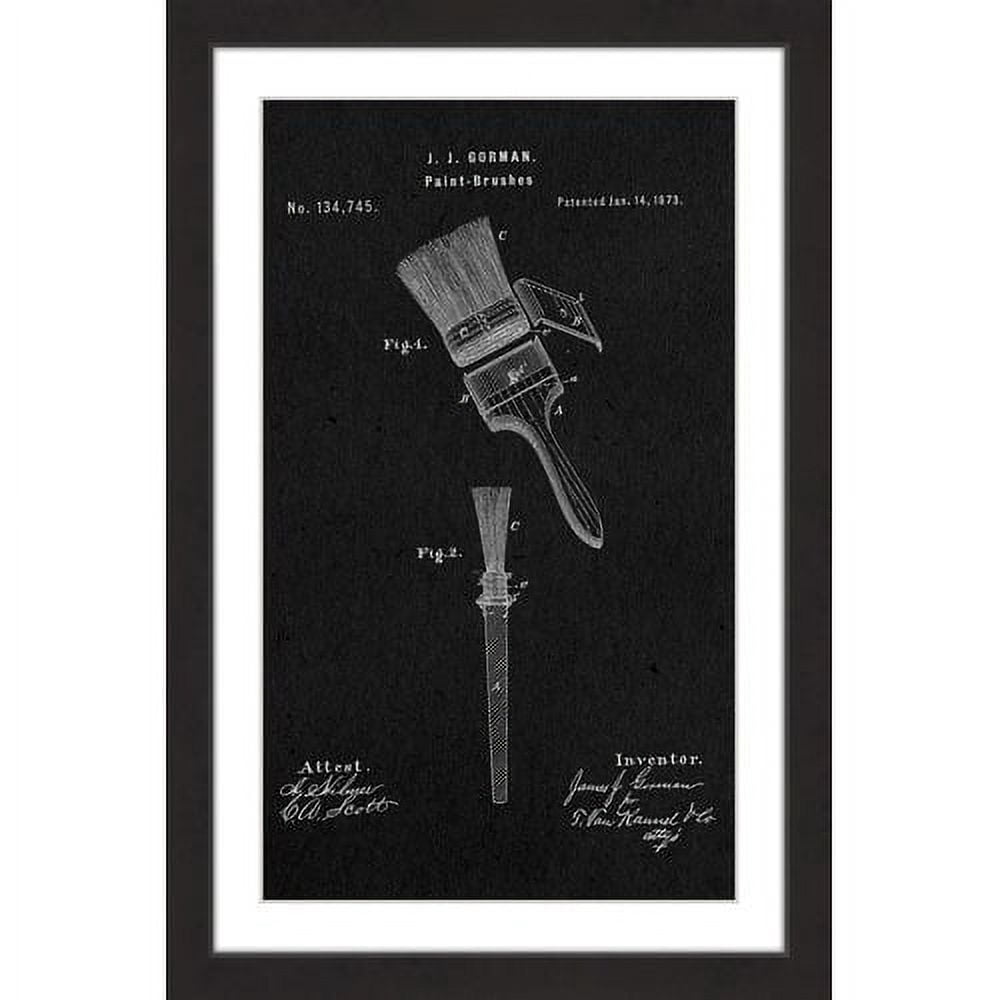 "Paint Brush 1873 Black Paper" Framed Painting Art Print, 16" x 1.5"