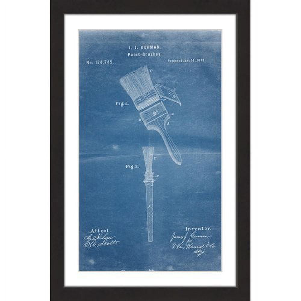 "Paint Brush 1873 Blueprint" Framed Painting Print