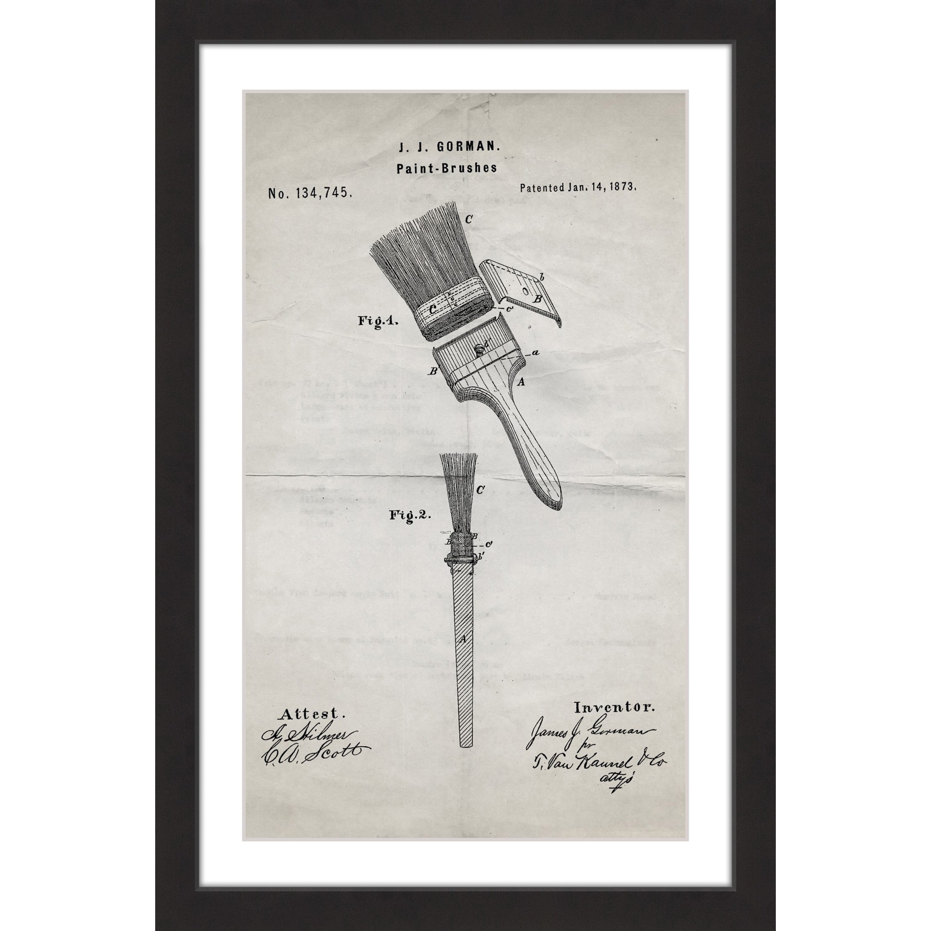 "Paint Brush 1873 Old Paper" Framed Painting Print