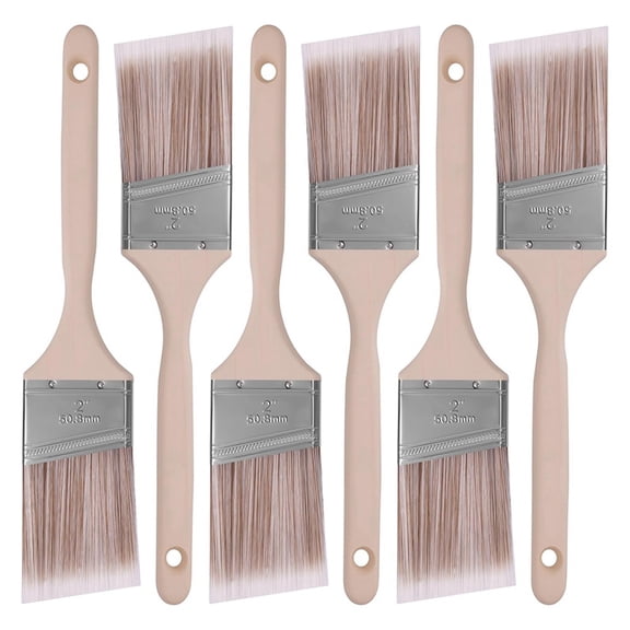 Paint Brush, 2IN Stain Brushes for Painting Walls and Fence Staining, Wooden Handle Masonry Paintbrush(6 Packs)