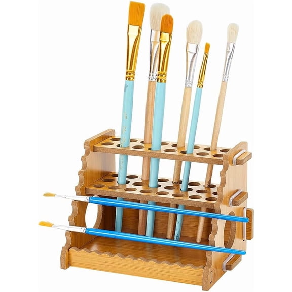 Paint Brush Holder Calligraphy Brush Holder for 40 Brushes Desk Stand Paint Brush Holder Drying Stand Paintbrushes Makeup Cosmetic Brushes Pencils