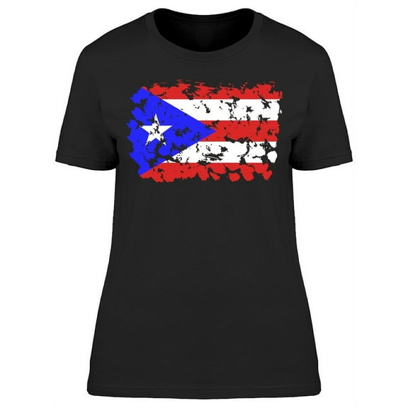 Paint Brush Puerto Rico Flag  T-Shirt Women -Image by Shutterstock, Female Large