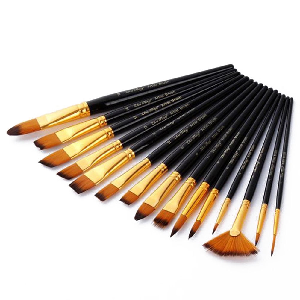 Paint Brush Set - 15 Professional Art Brushes for Acrylic Watercolor ...