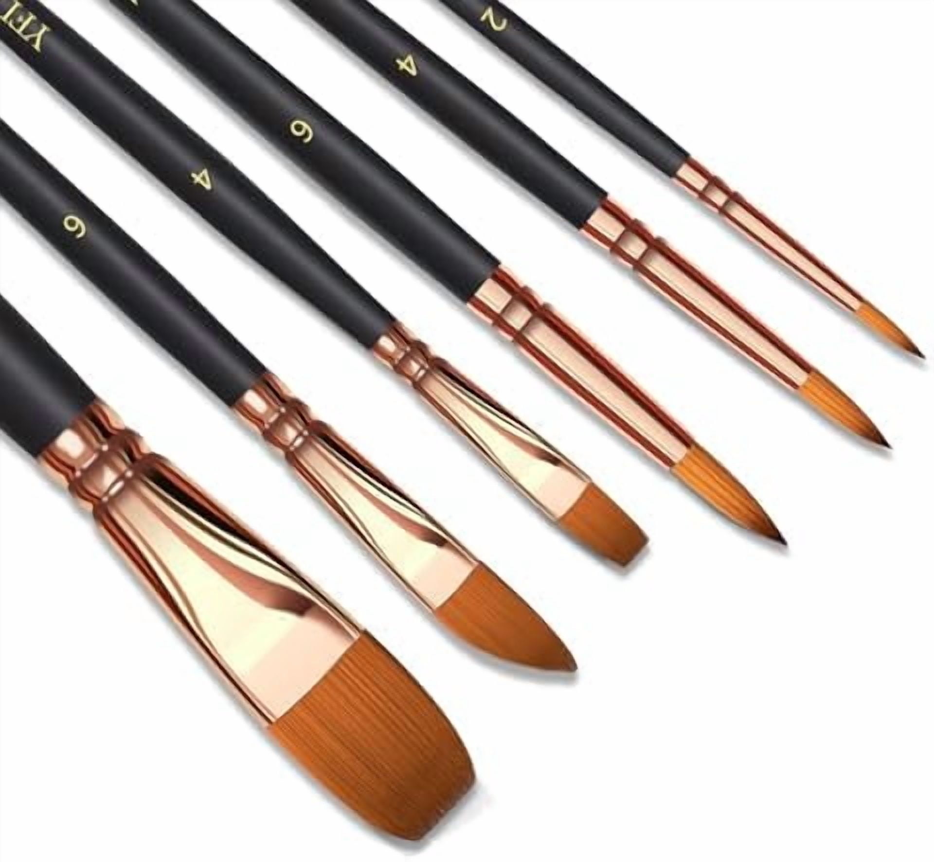 Paint Brush Set 6 Different Shapes for Watercolor Rock Face Painting Brush, Artist Craft Brush Supplies, Paint Brush Set for All Purposes Adult Painting (6)