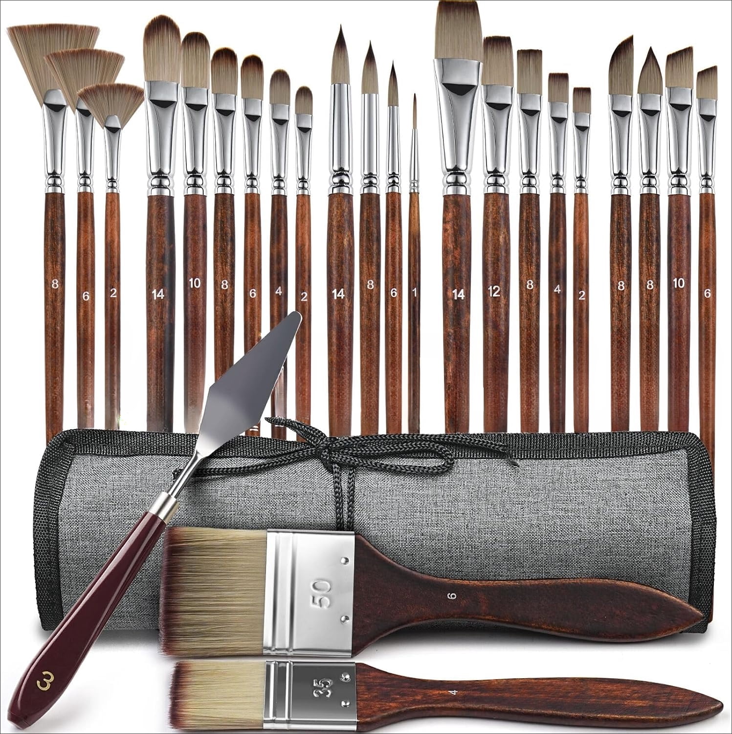 Crafts 4 All Acrylic Paint Brushes Set - 12 Professional Nylon Brushes For Artists & Kids