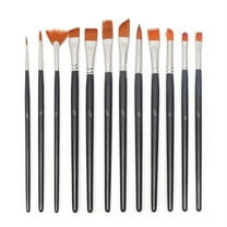 Paint Brush Set,Round Pointed Tip Nylon Hair artist acrylic brush Watercolor Oil Painting (black 12pcs)