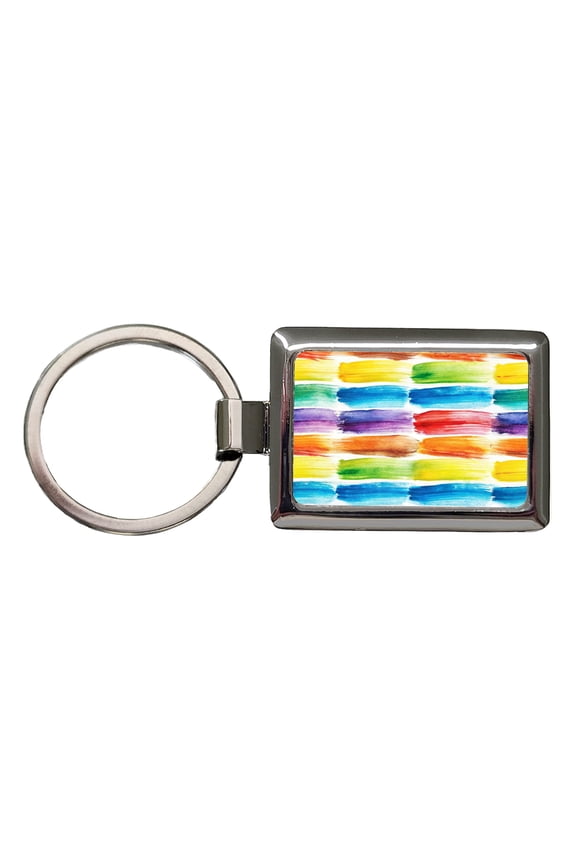 Paint Brush Strokes Watercolor Metal Rectangle Keychain