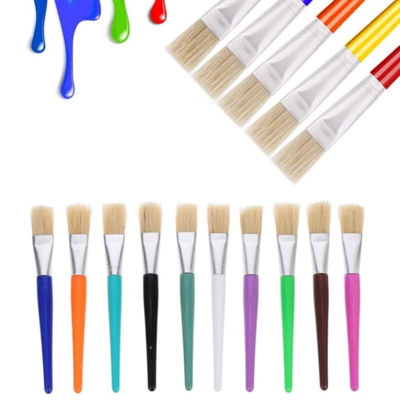 Paint Brushes Bulk,Beginners Starter Artist Painting Brush Kit,pack of 10 Big Round Colorful Paint Brushes for Acrylic Paint,Washable Paint